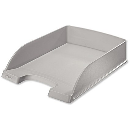 Leitz Plus Letter Tray Robust Polystyrene High-sided with Extra Label-space Grey