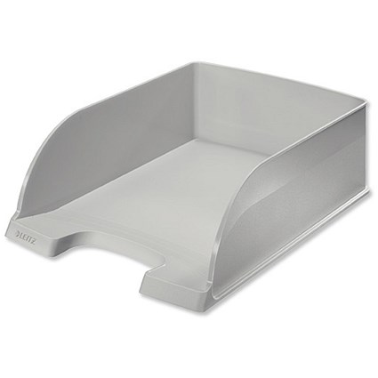 Leitz Plus Jumbo Letter Tray Deep-sided with 2 Label Positions Grey