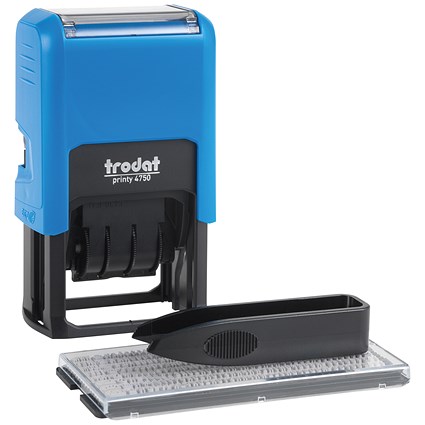 Trodat Printy 4750 Typo Dater Stamp with D-I-Y Text/Date Self-Inking 4mm Line 40x23mm Red/Blue