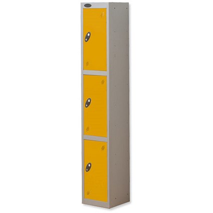 Trexus Plus 3 Door Locker Nest of 1 ACTIVECOAT W305xD305xH1780mm Silver Yellow