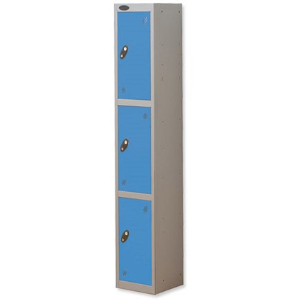 Trexus Plus 3 Door Locker Nest of 1 Extra Depth ACTIVECOAT W305xD460xH1780mm Silver Blue