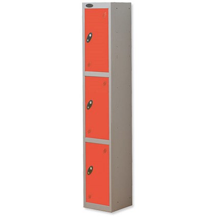Trexus Plus 3 Door Locker Nest of 1 Extra Depth ACTIVECOAT W305xD460xH1780mm Silver Red