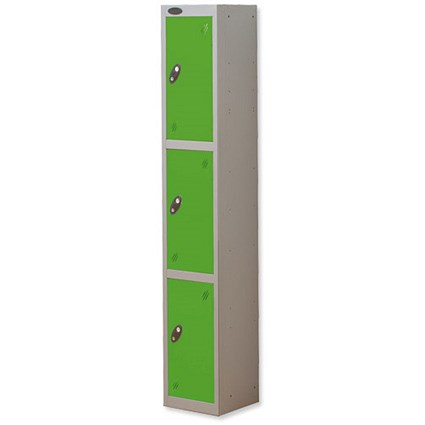 Trexus Plus 3 Door Locker Nest of 1 Extra Depth ACTIVECOAT W305xD460xH1780mm Silver Green