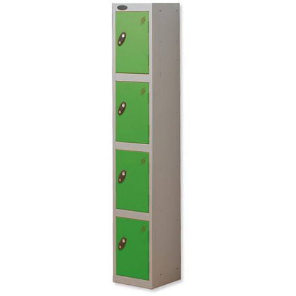Trexus Plus 4 Door Locker Nest of 1 ACTIVECOAT W305xD305xH1780mm Silver Green
