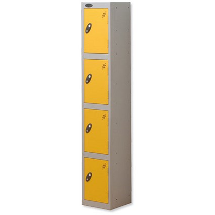 Trexus Plus 4 Door Locker Nest of 1 ACTIVECOAT W305xD305xH1780mm Silver Yellow