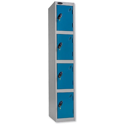 Trexus Plus 4 Door Locker Nest of 1 Extra Depth ACTIVECOAT W305xD460xH1780mm Silver Blue
