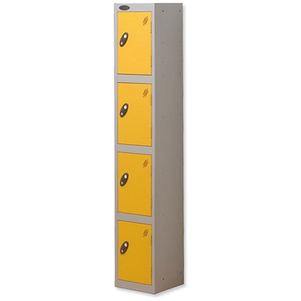 Trexus Plus 4 Door Locker Nest of 1 Extra Depth ACTIVECOAT W305xD460xH1780mm Silver Yellow