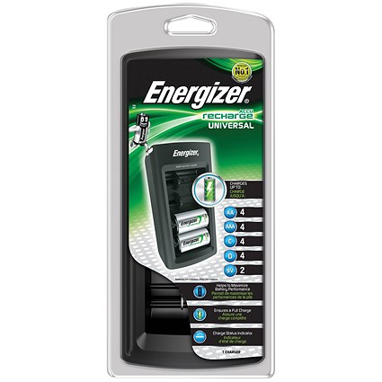 Energizer Universal Battery Charger with Smart LED - 2-5Hrs Charging Time for AAA, AA, C, D, 9V