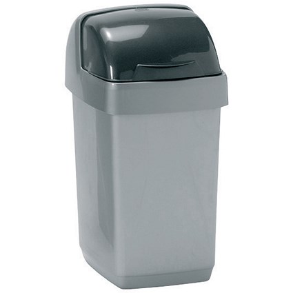 Addis Roll Top Bin, 10 Litres, Metallic Silver