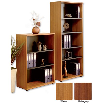Elysium Bookcase Low W800xD400xH1190mm Walnut with Black Trim