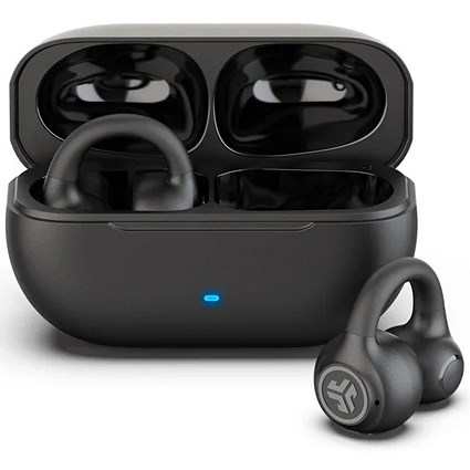 JLab Audio Flex Open Air Clip True Wireless Black Earbuds with Charging Case