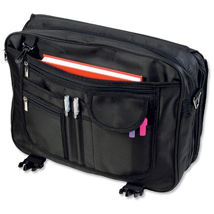 Masters Briefcase Flap-over Laptop Microfibre Soft-sided Expandable W410xD60xH320mm Black