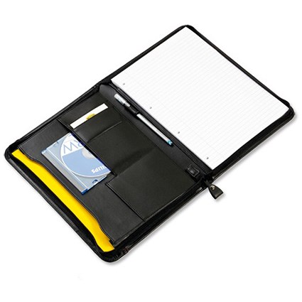 Masters Conference Folder Folio Case Koskin Zipped for A4 Pad W250xD22xH330mm Black