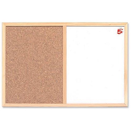 5 Star Combination Noticeboard, Cork & Drywipe, W600xH400mm