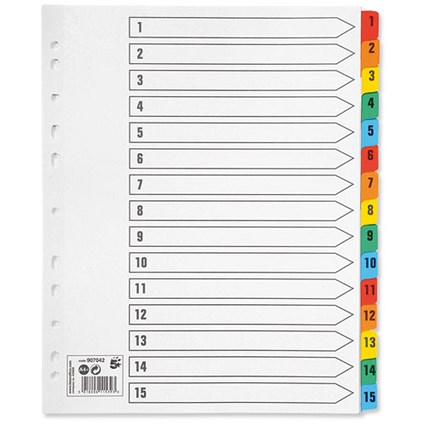 5 Star Maxi Index Extra-wide 230 micron Card with Coloured Mylar Tabs 1-15 A4 White