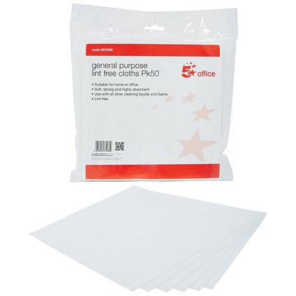 5 Star Absorbent Wipes for General Purpose Cleaning, Lint-Free, Pack of 50