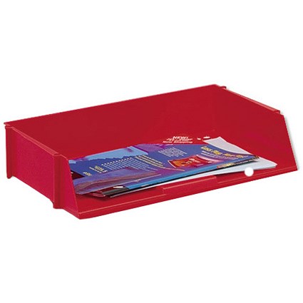 5 Star Wide Entry Stackable Letter Tray / High-impact Polystyrene / Red
