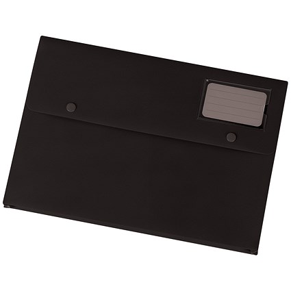 5 Star A4 Document Wallets, Card Holder, Black, Pack of 3