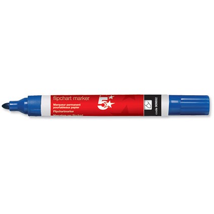 5 Star Flipchart Marker Pen / Water-based / Blue / Pack of 12