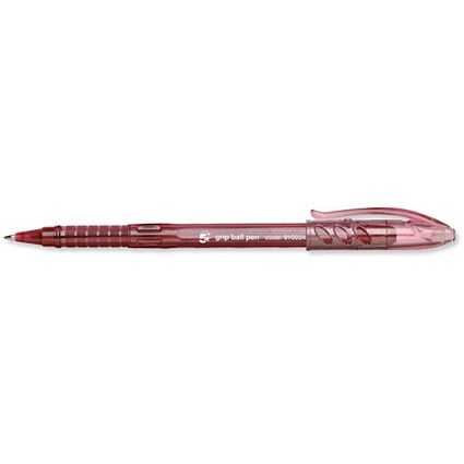 5 Star Grip Ball Pen - 0.4mm Line - Red - Pack of 10