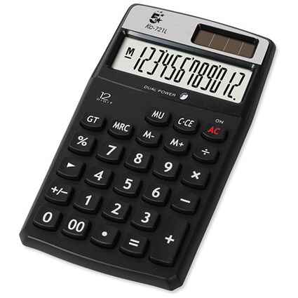 5 Star Calculator Mark-up Handheld 12 Digit 3 Key Memory Battery and Solar-power Ref HH12D
