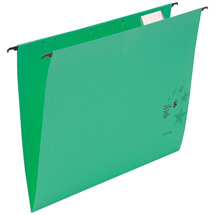 5 Star Premium Suspension Files, V Base, 15mm Capacity, Foolscap, Green, Pack of 50