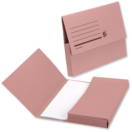 5 Star Document Wallet Half Flap 285gsm Capacity 32mm A4 Pink [Pack 50]