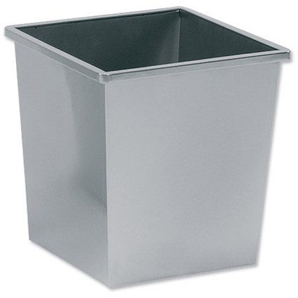 5 Star Square Waste Bin, Metal, Scratch Resistant, W325xD325xH350mm, 27 Litres, Silver Metallic