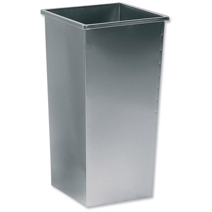 5 Star Square Waste Bin, Metal, Scratch-resistant, W325xD325xH642mm, 48 Litres, Silver Metallic