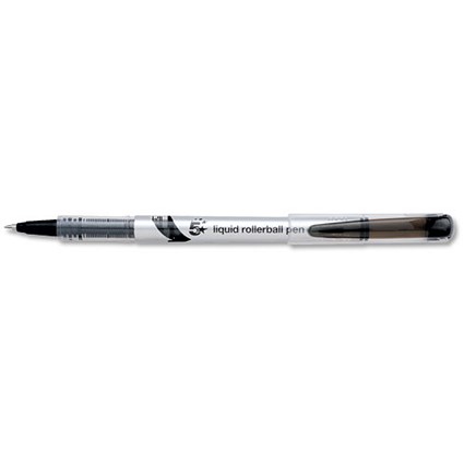 5 Star Rollerball Pen, Liquid, Fine, 0.7mm Tip, 0.5mm Line, Black, Pack of 12