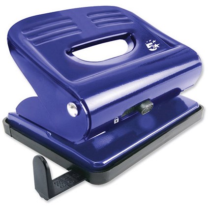 5 Star Punch 2-Hole Plastic Base Metal Handle Capacity 18x 80gsm Blue
