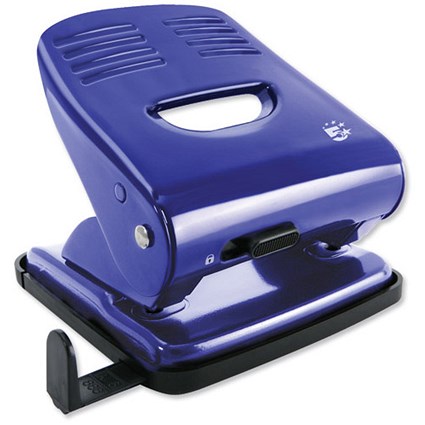 5 Star Punch 2-Hole Metal with Plastic Base Capacity 30x 80gsm Blue