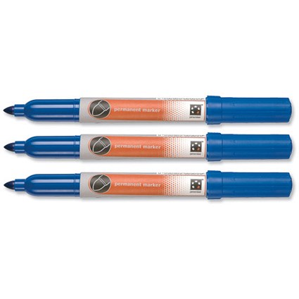 5 Star Permanent Marker Pen Dry-safe Bullet Tip 3.0mm Line Blue [Pack 12]