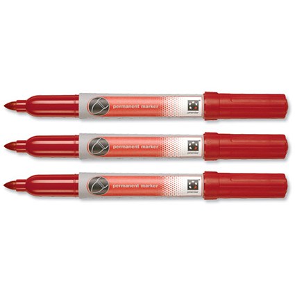 5 Star Permanent Marker Pen Dry-safe Bullet Tip 3.0mm Line Red [Pack 12]
