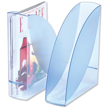 CEP Premier Magazine Rack FileRobust Elegant Moulded Polystyrene A4 Blue Ice