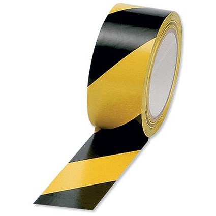 5 Star Hazard Tape Soft PVC Internal Use Adhesive 50mmx33m Black and Yellow