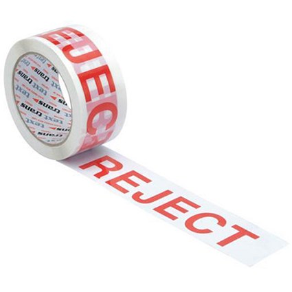 5 Star Printed Tape "Reject" Polypropylene, 50mmx66m, Red on White, Pack of 6