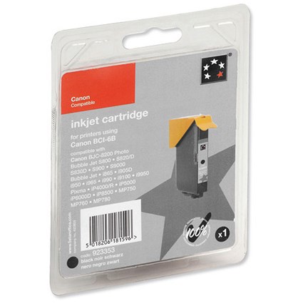 5 Star Compatible Inkjet Cartridge Page Life 280pp Black [Canon BCI-6BK Equivalent]