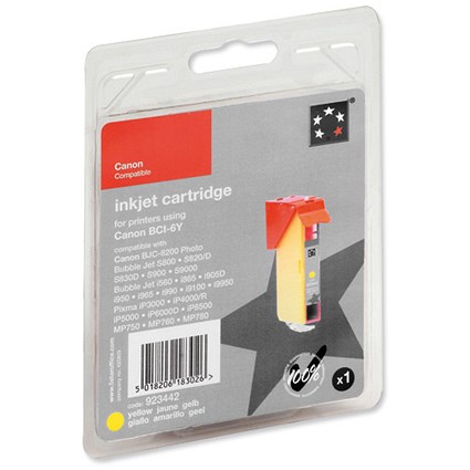 5 Star Compatible Inkjet Cartridge Page Life 280pp Yellow [Canon BCI-6Y Equivalent]