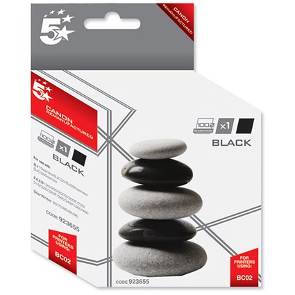 5 Star Compatible Inkjet Cartridge Page Life 450pp Black [Canon BC-02 BC-01 BX2 Equivalent]