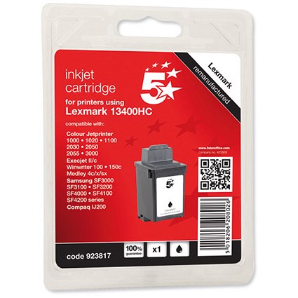 5 Star Compatible Inkjet Cartridge Page Life 550pp Black [Lexmark 013400HCE Equivalent]