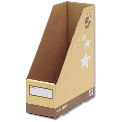 5 Star Recycled Magazine File, Quick-assembly, Recycled, A4+, Sand, Pack of 10