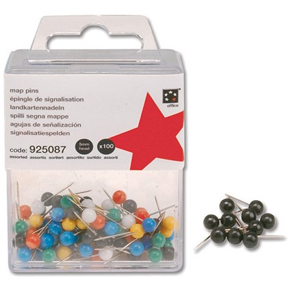 5 Star Map Pins 5mm Head Black [Pack 100]
