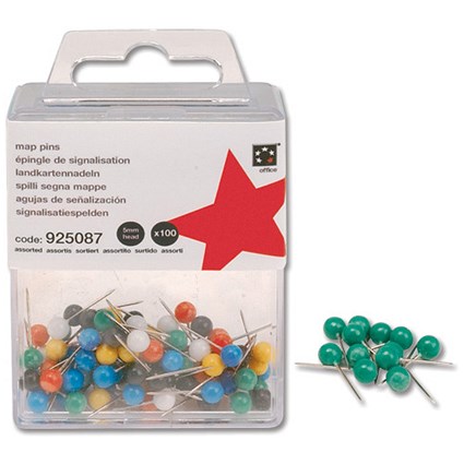5 Star Map Pins 5mm Head Green [Pack 100]