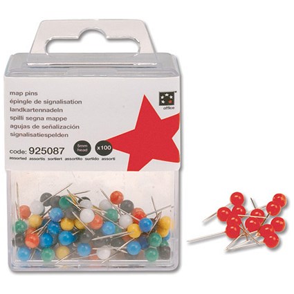 5 Star Map Pins 5mm Head Red [Pack 100]