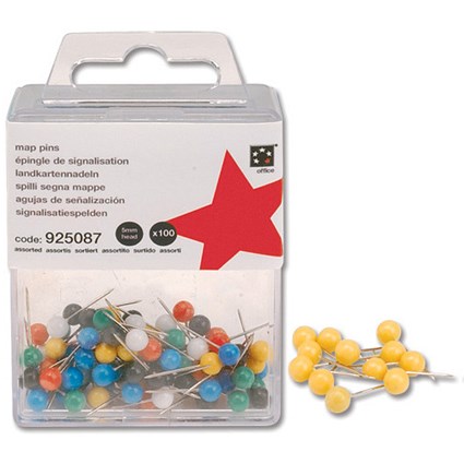 5 Star Map Pins 5mm Head Yellow [Pack 100]