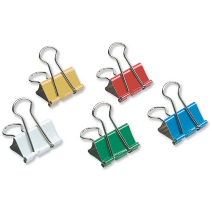 5 Star Foldback Clips - 32mm / Assorted Colours / Pack of 12