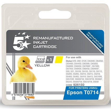 5 Star Compatible - Alternative to Epson T0714 Yellow Inkjet Cartridge