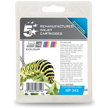 5 Star Compatible - Alternative to HP 343 Colour Ink Cartridges (Twin Pack)