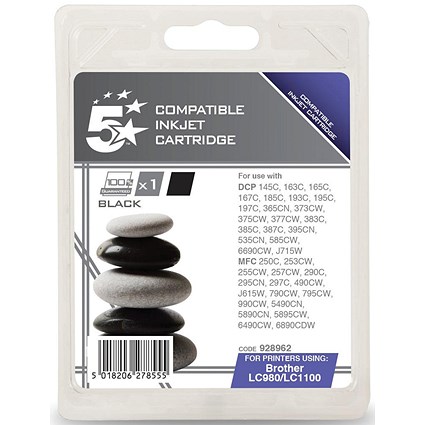 5 Star Compatible - Alternative to Brother LC1100BK Black Inkjet Cartridge